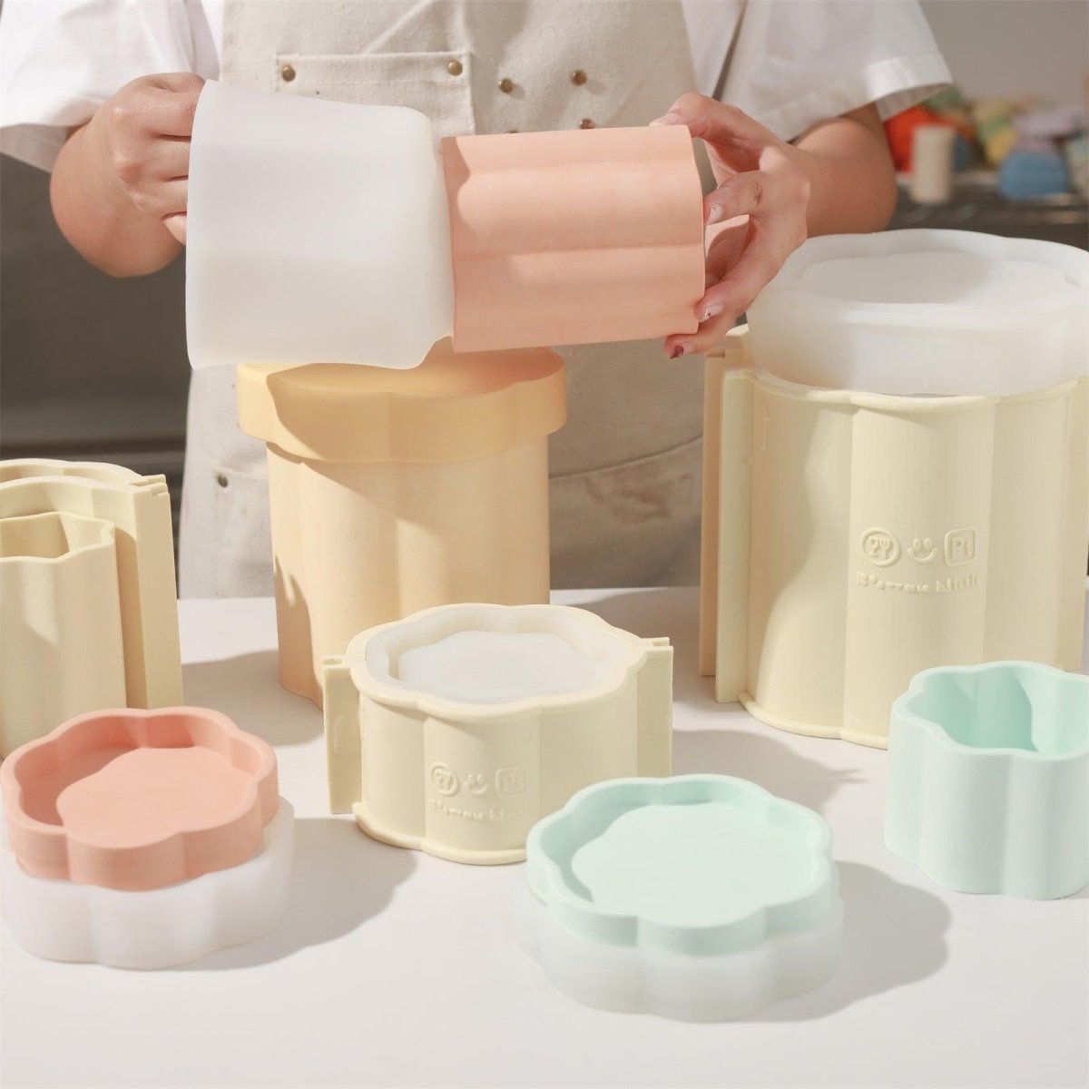 Floral Column Storage Jar Silicone MoldOffice Accessories MoldSH1085-1+SH1085-2