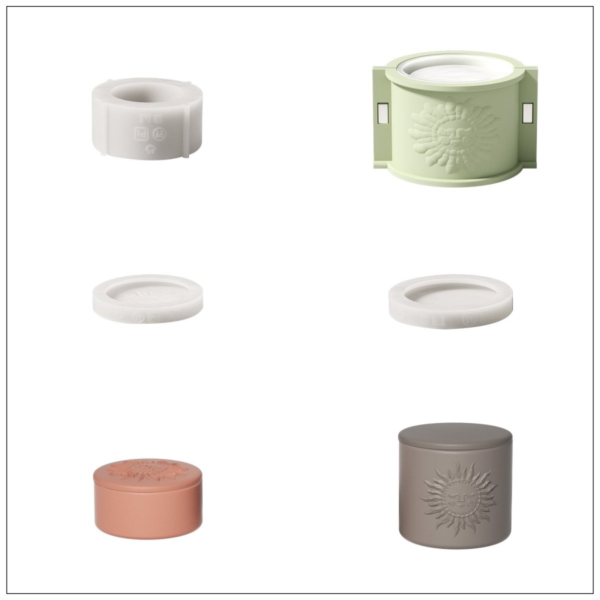 Sun Totem Candle Jar Silicone Mold - TallCandle Jar MoldSH1201-1-2+SH1202-1-2