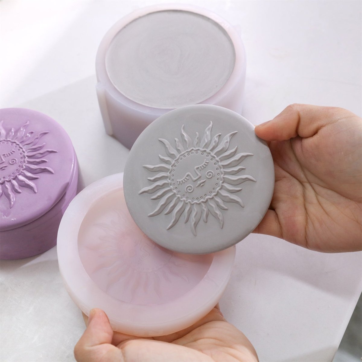 Sun Totem Candle Jar Silicone Mold - ShortCandle Jar MoldSH1201-1-2