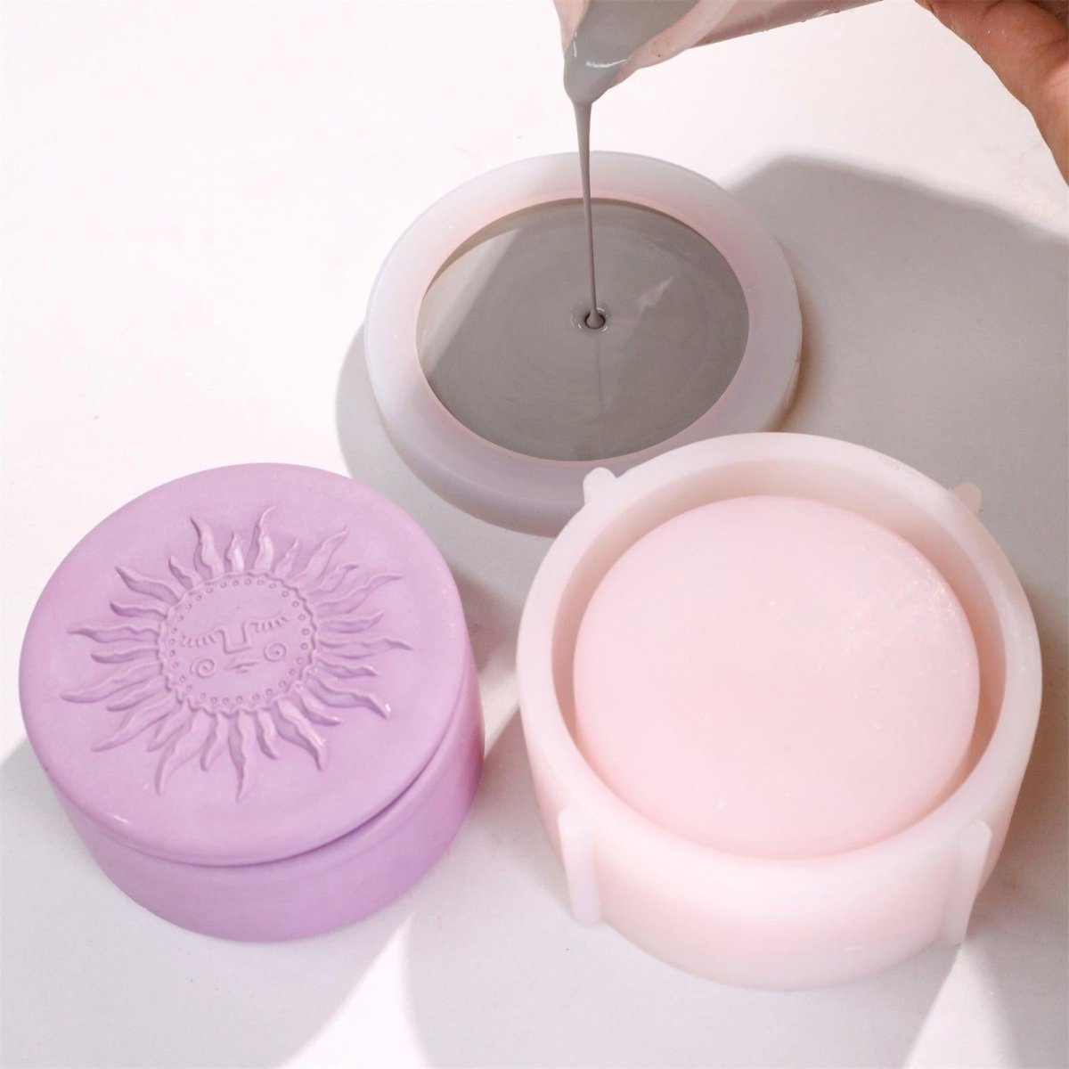 Sun Totem Candle Jar Silicone Mold - ShortCandle Jar MoldSH1201-1-2