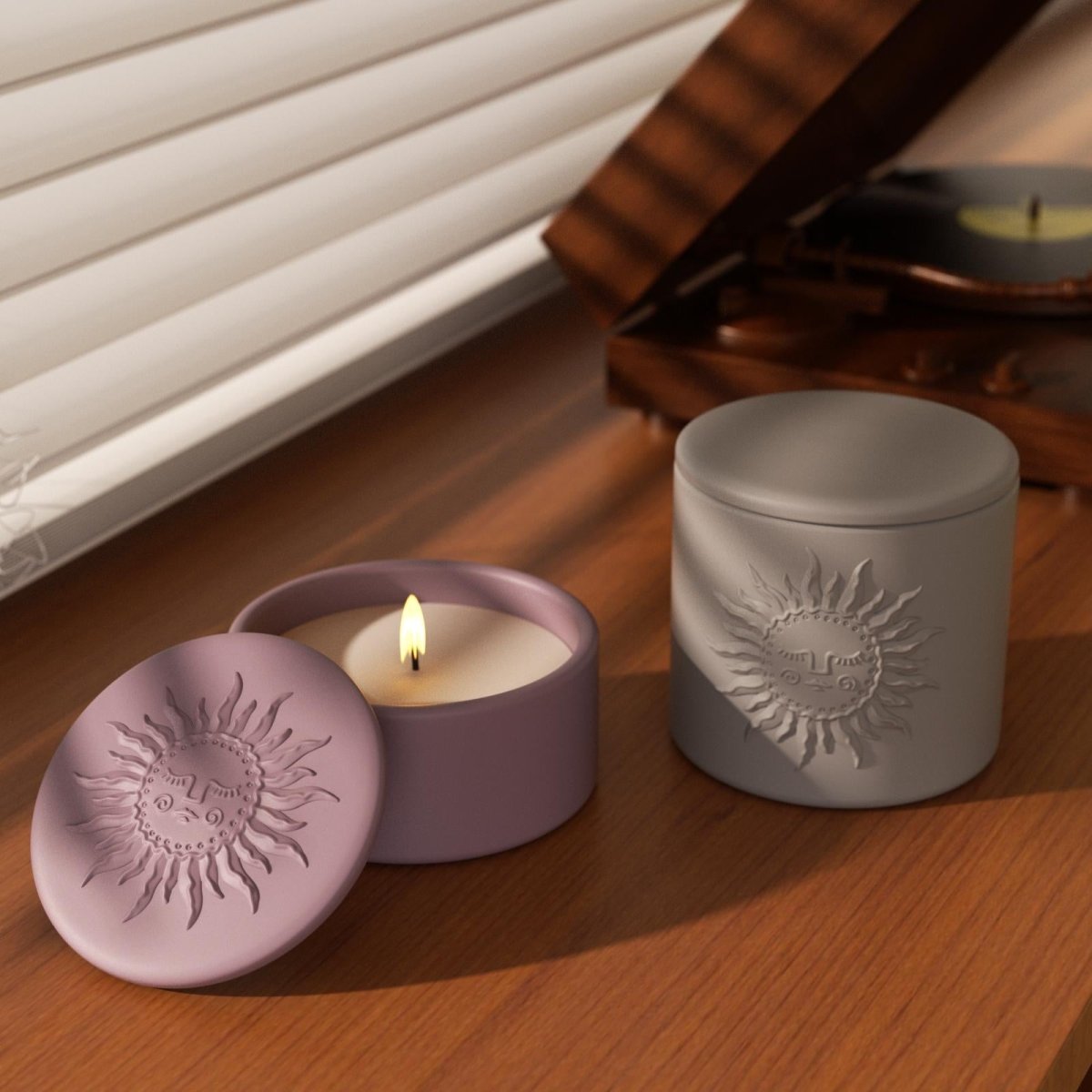 Sun Totem Candle Jar Silicone Mold - ShortCandle Jar MoldSH1201-1-2