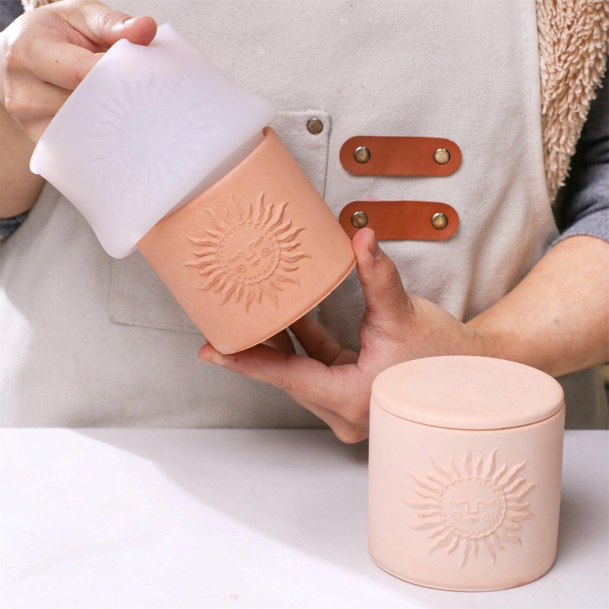 Sun Totem Candle Jar Silicone Mold - TallCandle Jar MoldSH1202-1-2