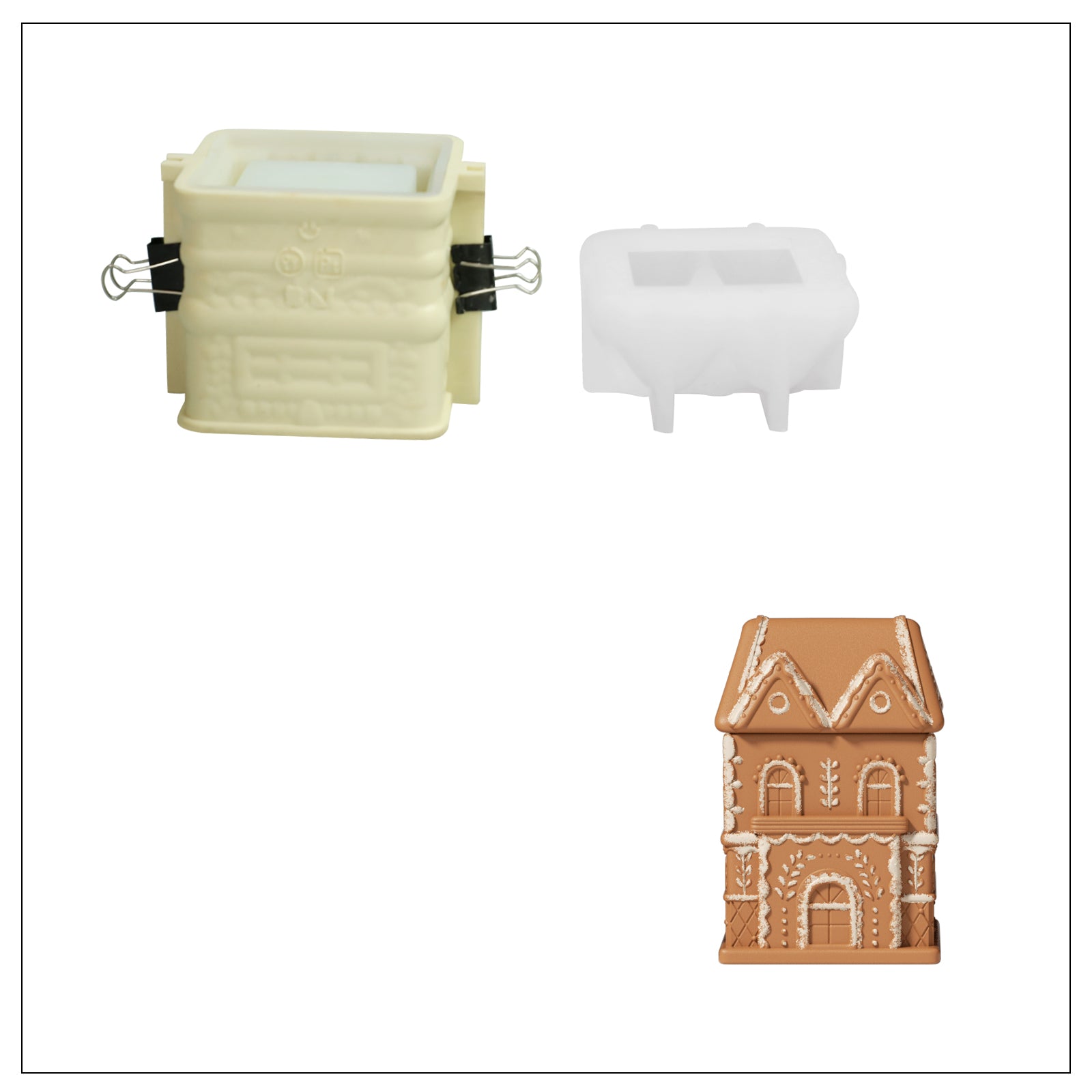 Sweet Gingerbread Cottage Candle Jar Silicone Mold Collection