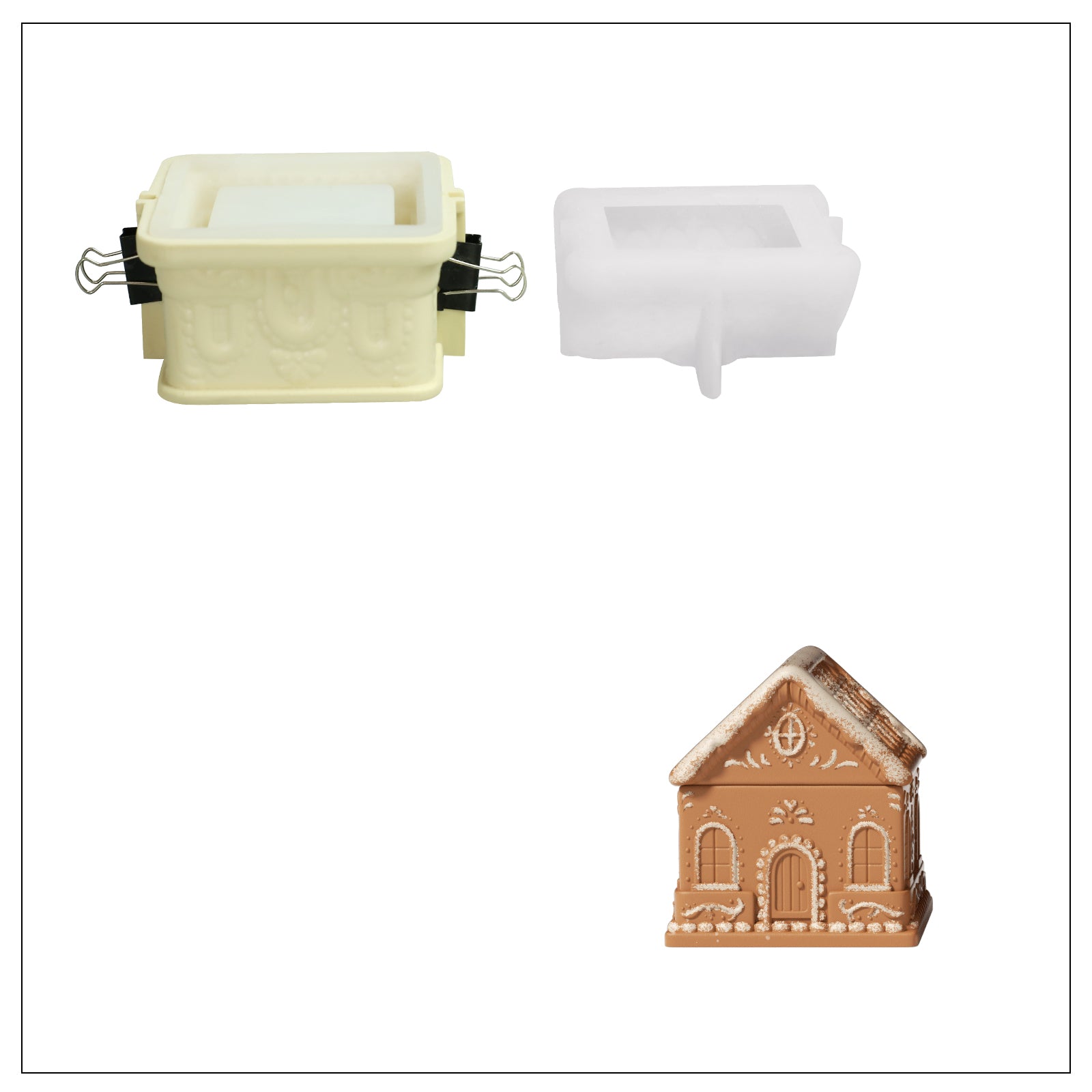Sweet Gingerbread Cottage Candle Jar Silicone Mold Collection