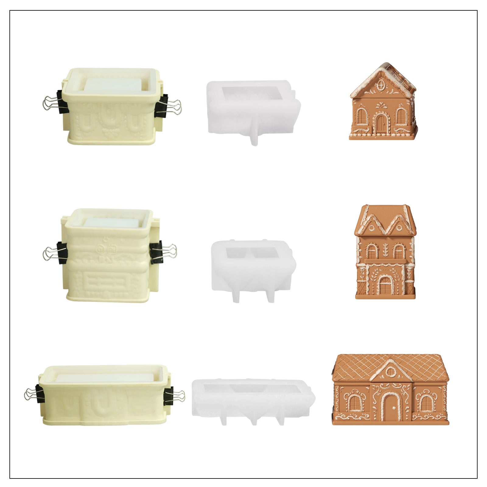 Sweet Gingerbread Cottage Candle Jar Silicone Mold Collection