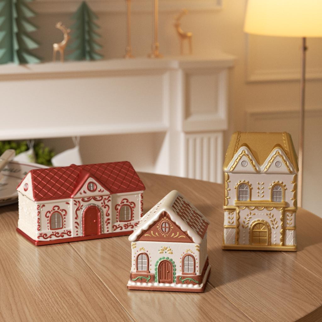 Sweet Gingerbread Cottage Candle Jar Silicone Mold CollectionCandle Jar MoldSH1231-1-2