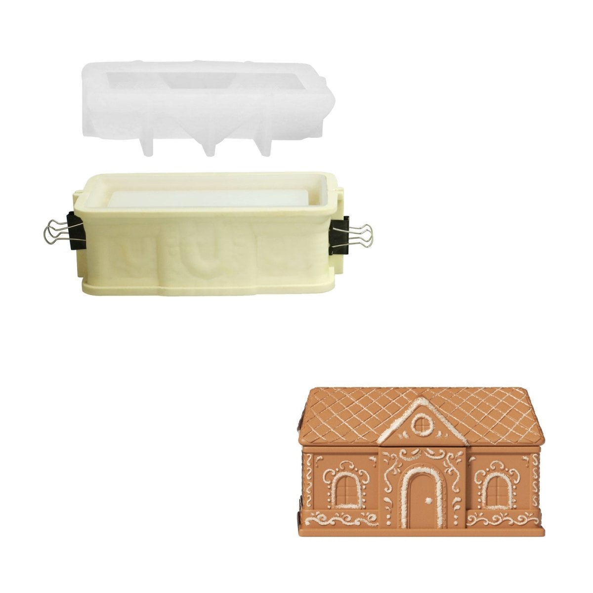 Sweet Gingerbread Cottage Candle Jar Silicone Mold CollectionCandle Jar MoldSH1229-1-2