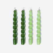 PLAY Spiral Taper Candle - Set of 4 -Forest Green & Mint Green