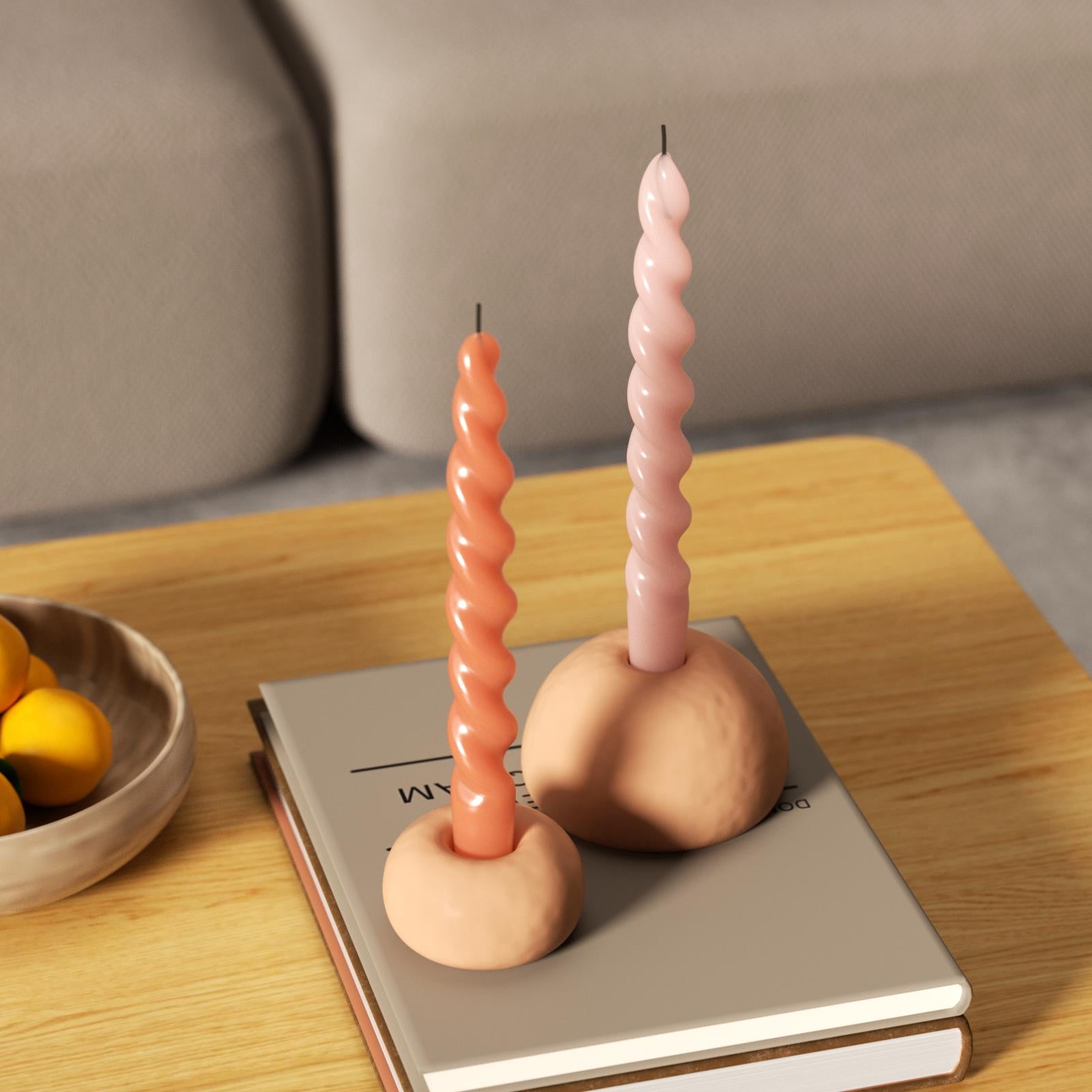 PLAY スパイラルテーパーキャンドル - 4本セット - ライトピンク＆オレンジ