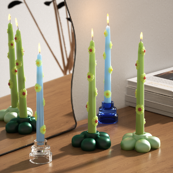 Charming daisy taper candles add a playful touch to your home decor, perfect for any season-Boowan Nicole