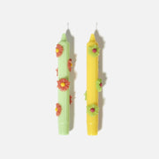 BLOSSOM Taper Candle Daisy Delight - Set of 2 - Sunshine Yellow & Soft Mint Green - Short VersionCandleK0050