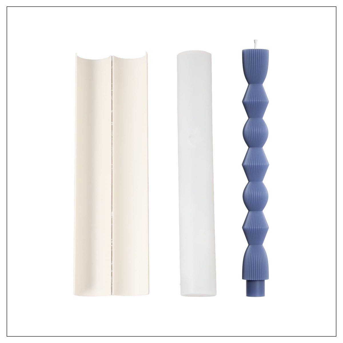 Geometric Hourglass Ribbed Long Taper Candle Silicone MoldTaper Candle MoldLZ0717