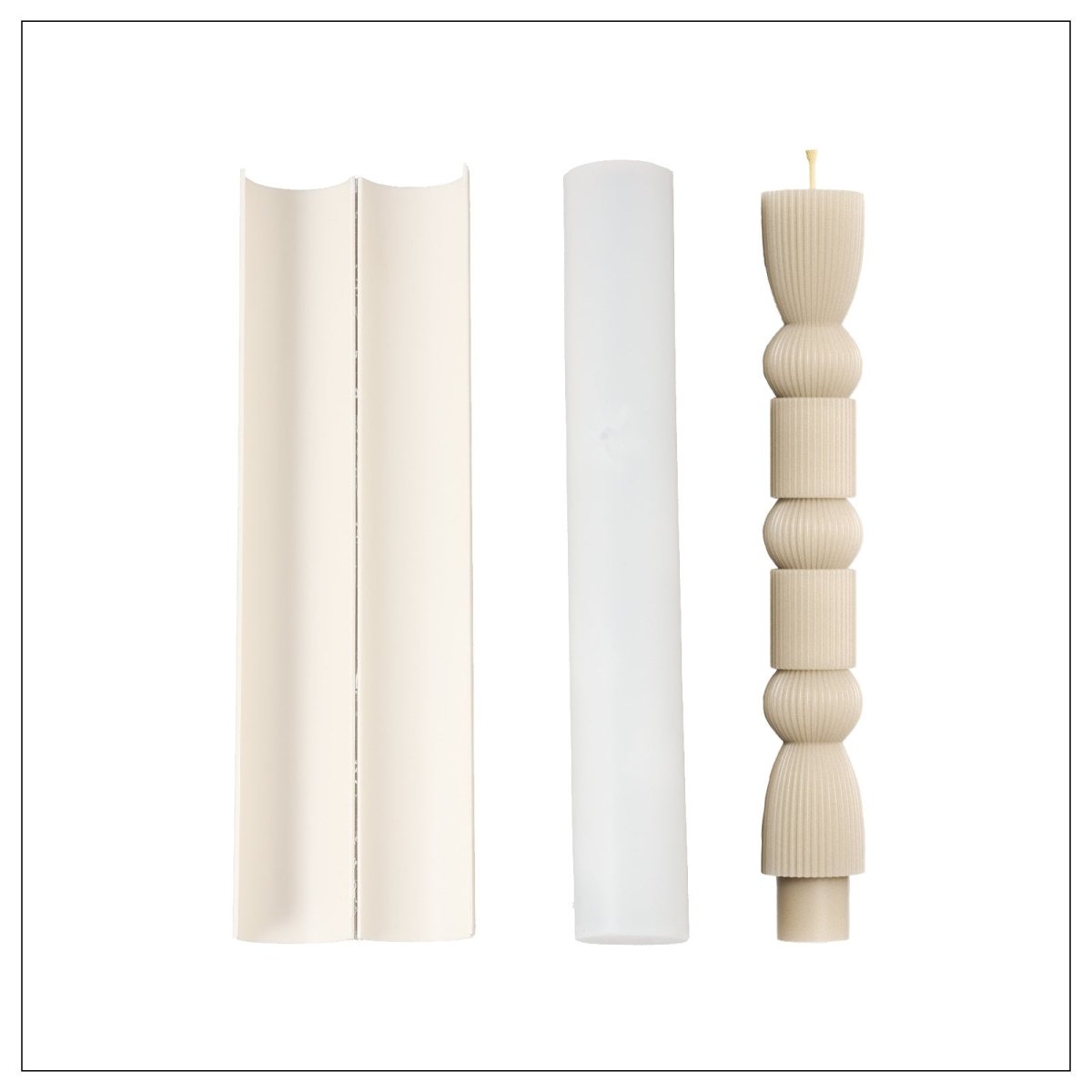 Geometric Hourglass Ribbed Taper Candle Silicone MoldTaper Candle MoldLZ0719