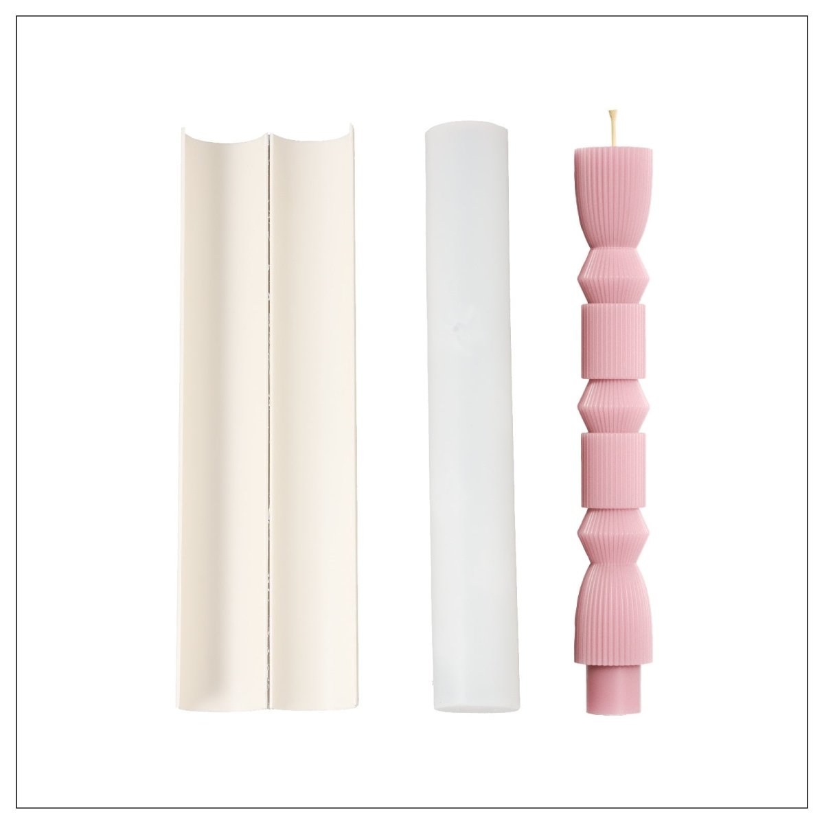 Geometric Hourglass Ribbed Taper Candle Silicone MoldTaper Candle MoldLZ0718