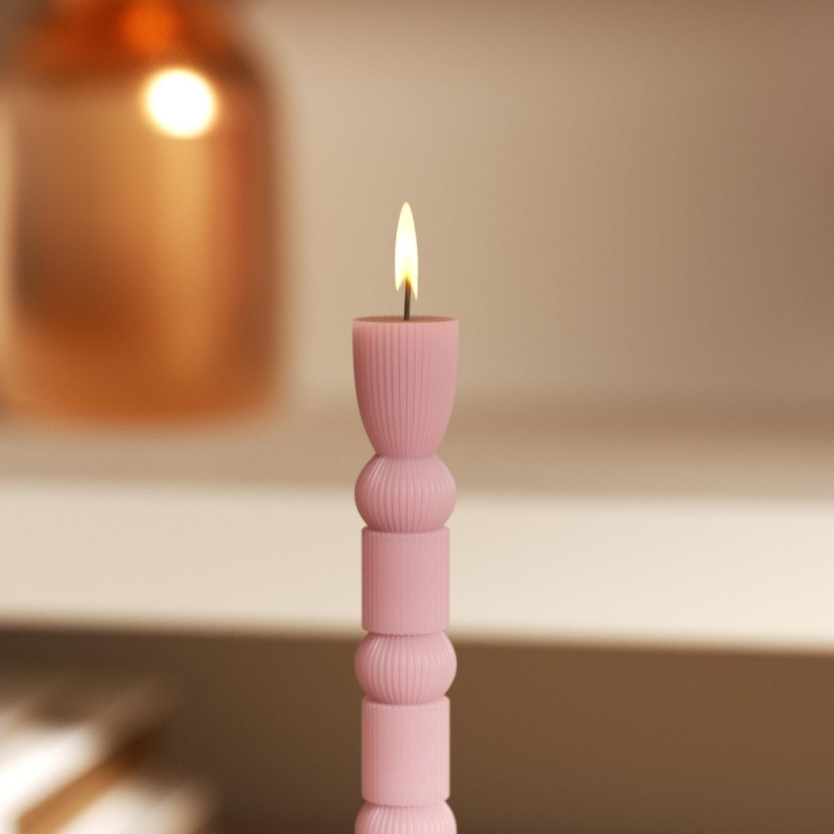 Geometric Hourglass Ribbed Taper Candle Silicone MoldTaper Candle MoldLZ0718