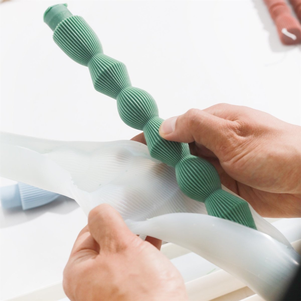 Geometric Hourglass Ribbed Long Taper Candle Silicone MoldTaper Candle MoldLZ0717