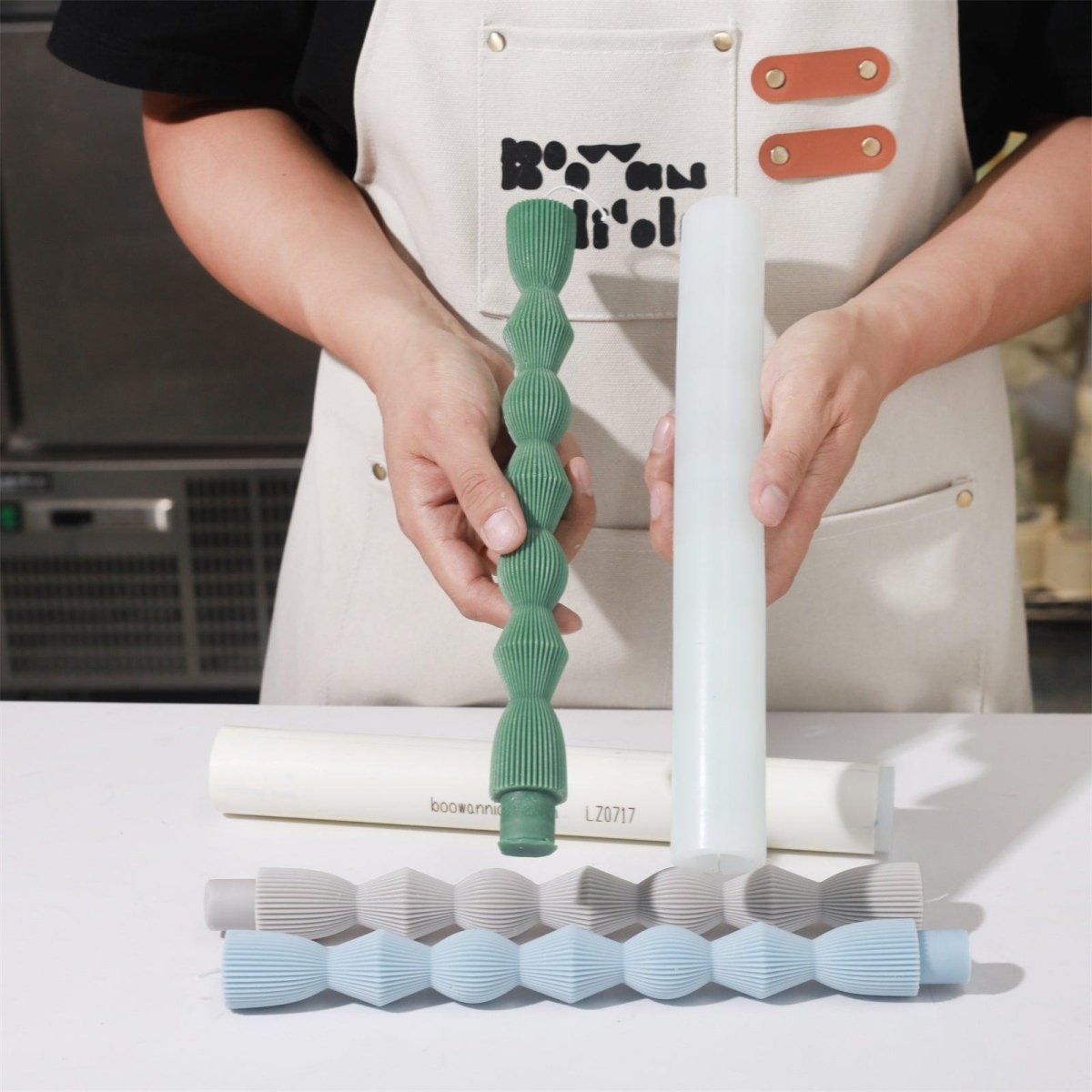 Geometric Hourglass Ribbed Long Taper Candle Silicone MoldTaper Candle MoldLZ0717