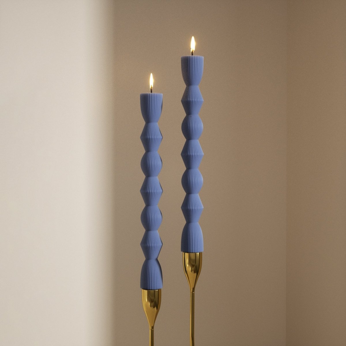 Geometric Hourglass Ribbed Long Taper Candle Silicone MoldTaper Candle MoldLZ0717