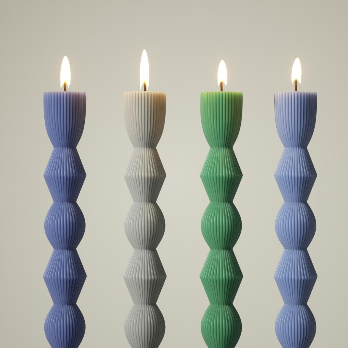 Geometric Hourglass Ribbed Long Taper Candle Silicone MoldTaper Candle MoldLZ0717