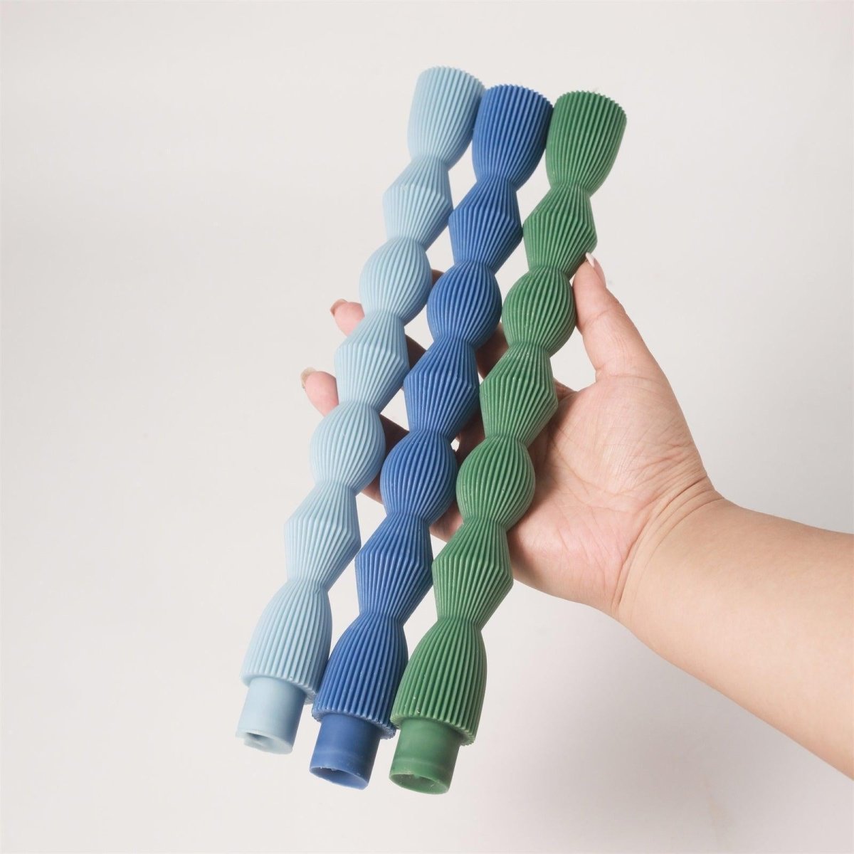 Geometric Hourglass Ribbed Long Taper Candle Silicone MoldTaper Candle MoldLZ0717