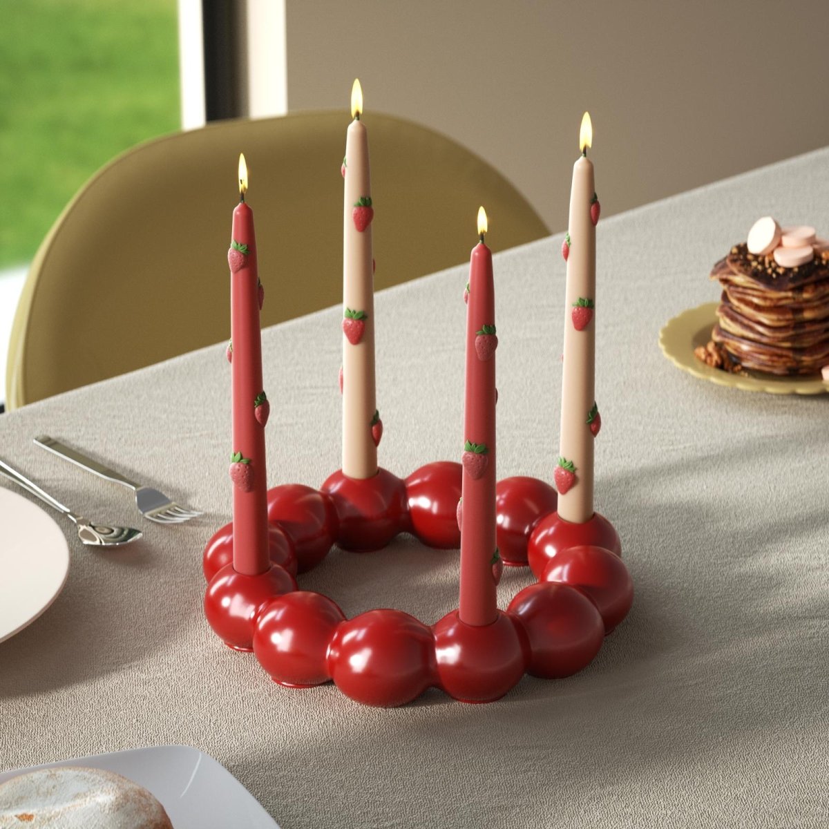 Strawberry Dreamlight Taper Candle Silicone MoldTaper Candle MoldLZ0755