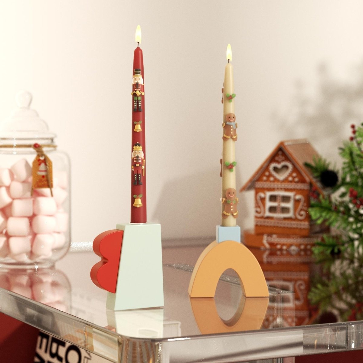 Gingerbread Joy Taper Candle Silicone MoldTaper Candle MoldLZ0780+A0358