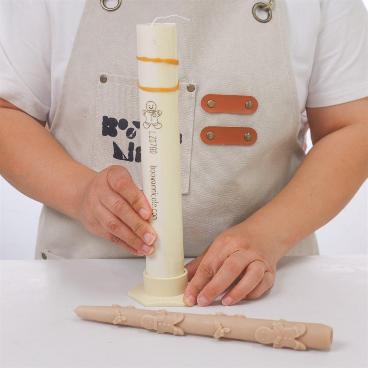 Gingerbread Joy Taper Candle Silicone MoldTaper Candle MoldLZ0780+A0358