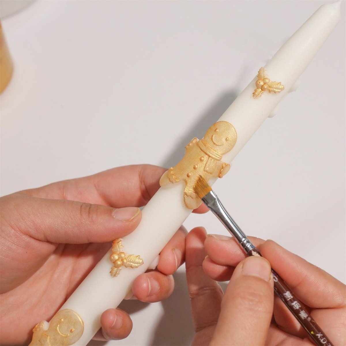 Gingerbread Joy Taper Candle Silicone MoldTaper Candle MoldLZ0780+A0358