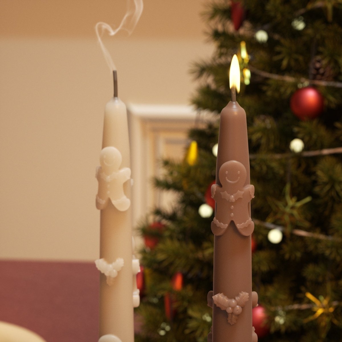 Gingerbread Joy Taper Candle Silicone MoldTaper Candle MoldLZ0780+A0358
