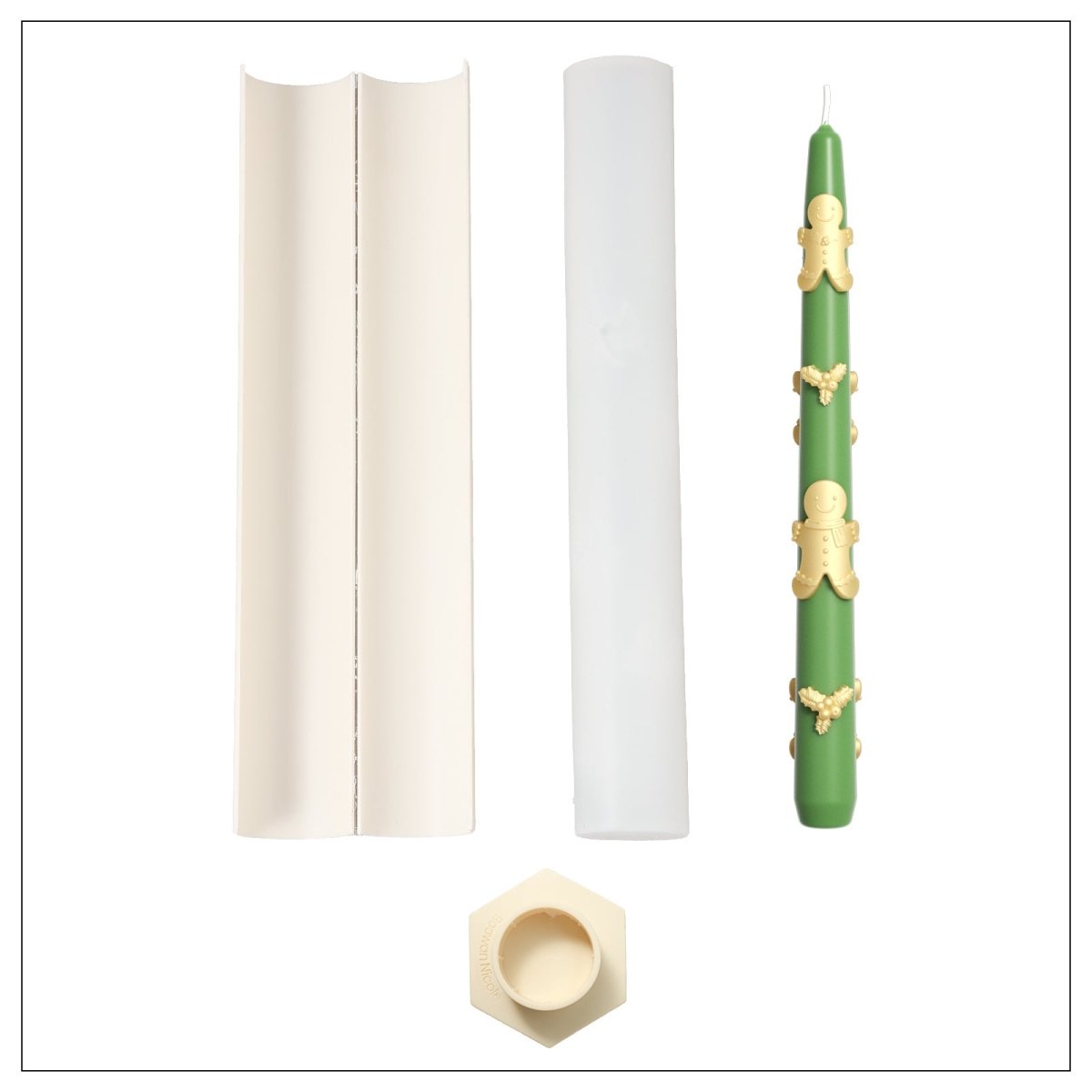 Gingerbread Joy Taper Candle Silicone MoldTaper Candle MoldLZ0780+A0358