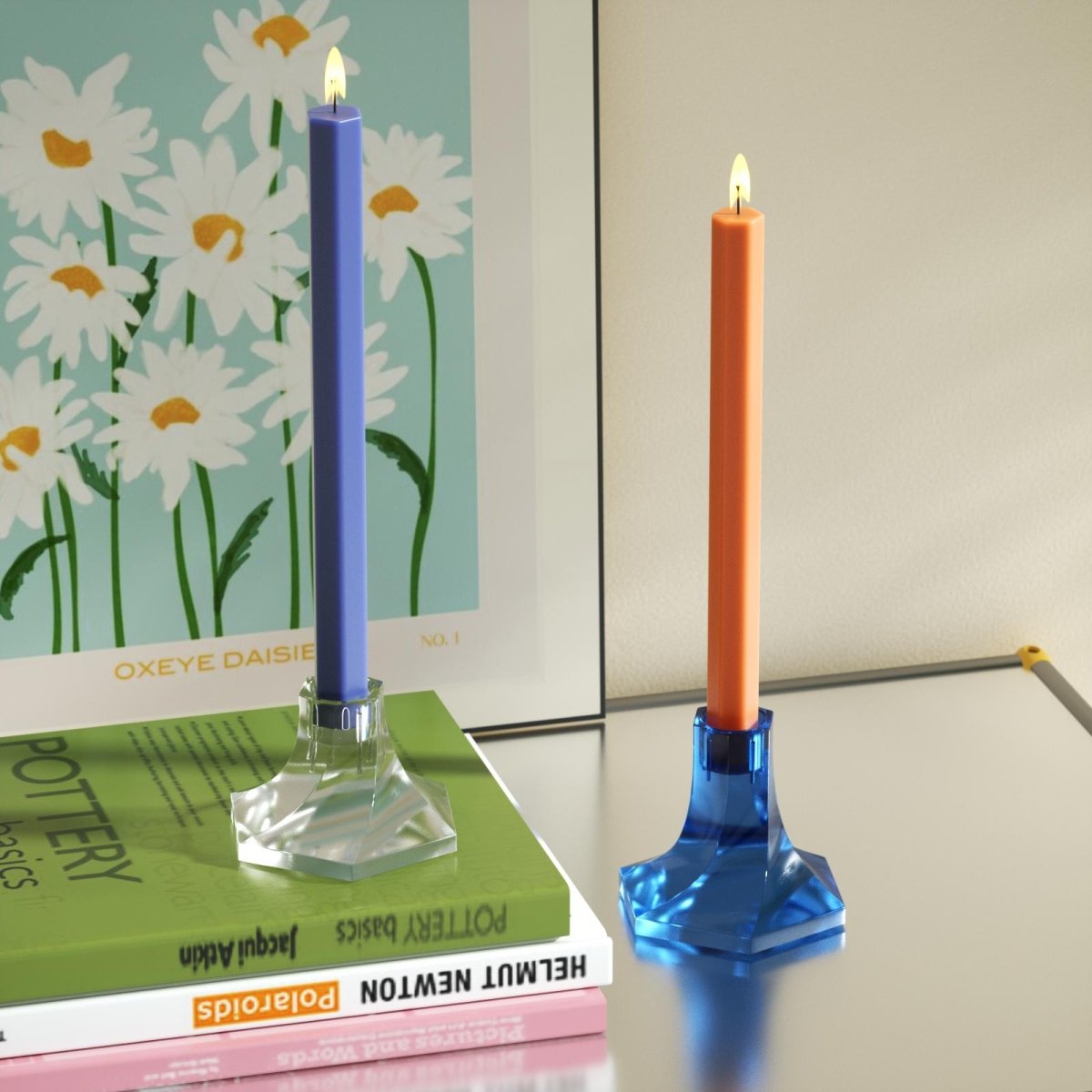 Hexa Glow Taper Candle Silicone MoldTaper Candle MoldLZ0832+A0358
