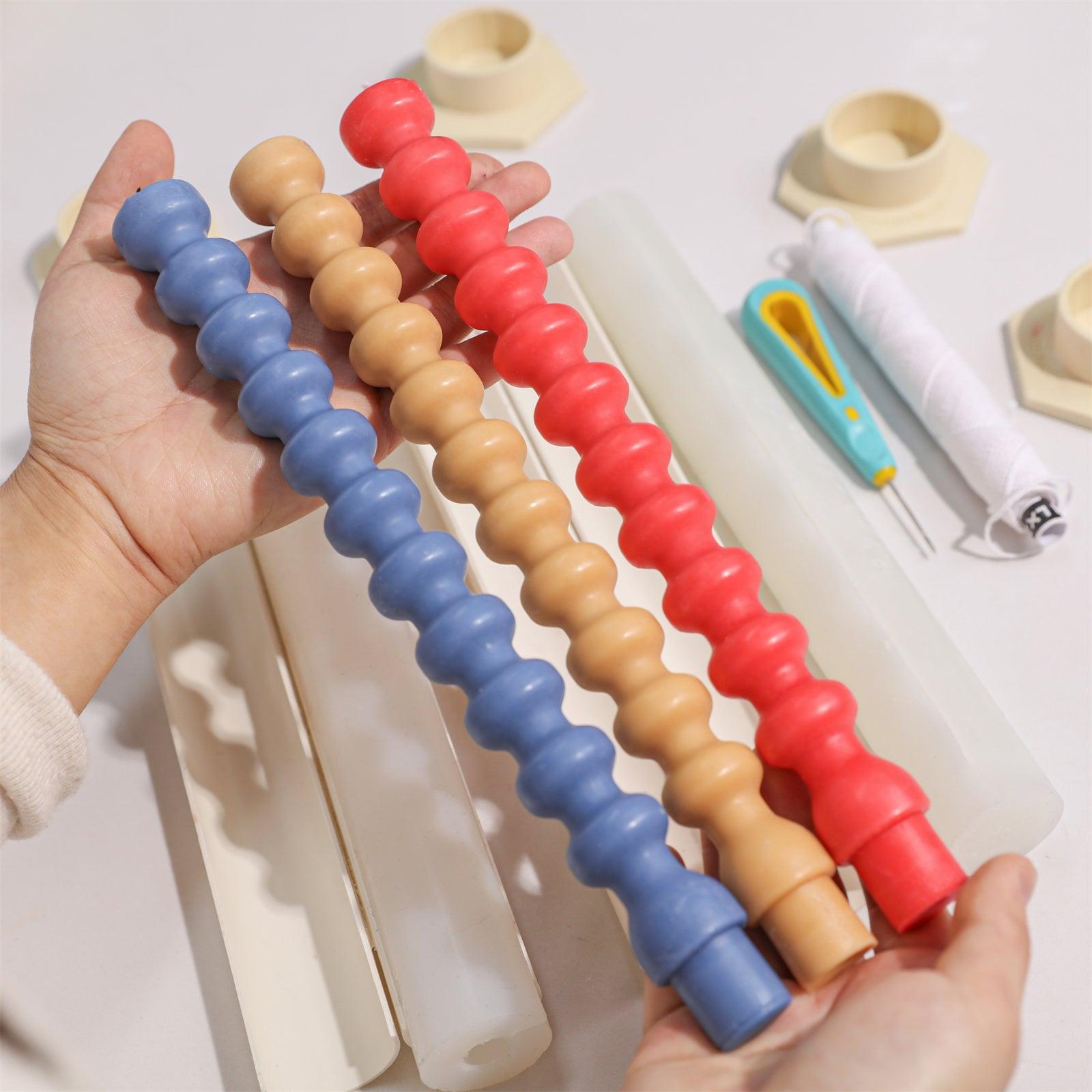 Wavy Geometric Taper Candle Silicone Mold for Hand-Poured Rod Candles-Boowan Nicole