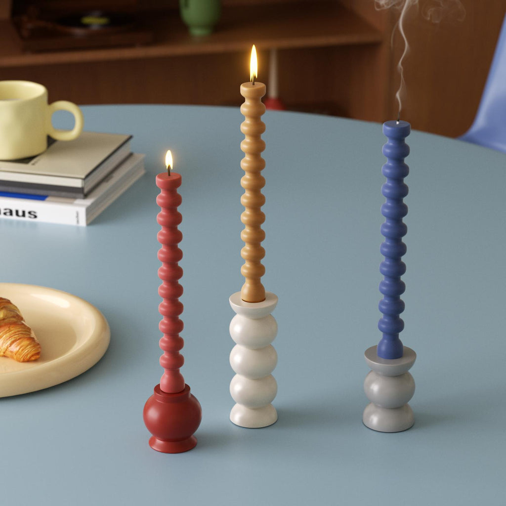 Colorful Bubbly Pop Candles with Modern Sculptural Holders – Decorative Table Candles for Home or Event Styling-Boowan Nicole