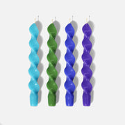 Vela Espiral Cônica PLAY - Conjunto com 4 - Azul Céu, Verde, Azul e Roxo