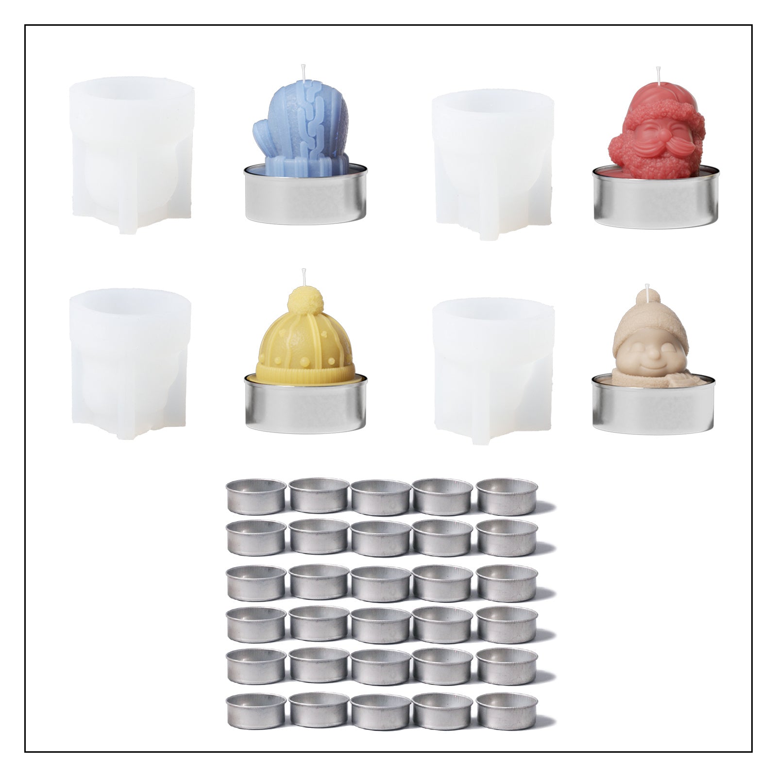 Jolly Winter Characters Tealight Candle Silicone Mold Collection