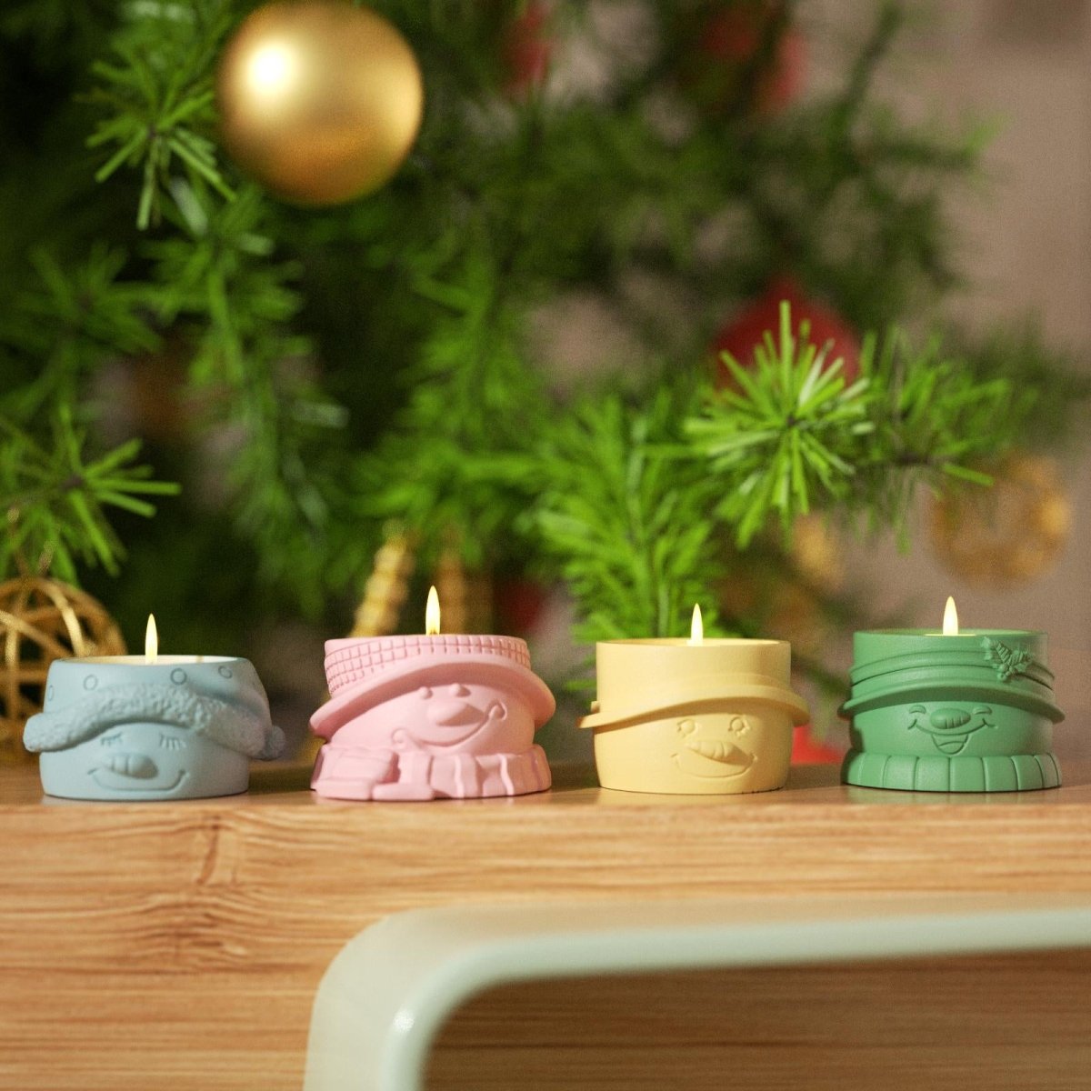 Christmas Snowman Tealight Candle Holder Silicone Mold CollectionCandle Holder MoldSH0958