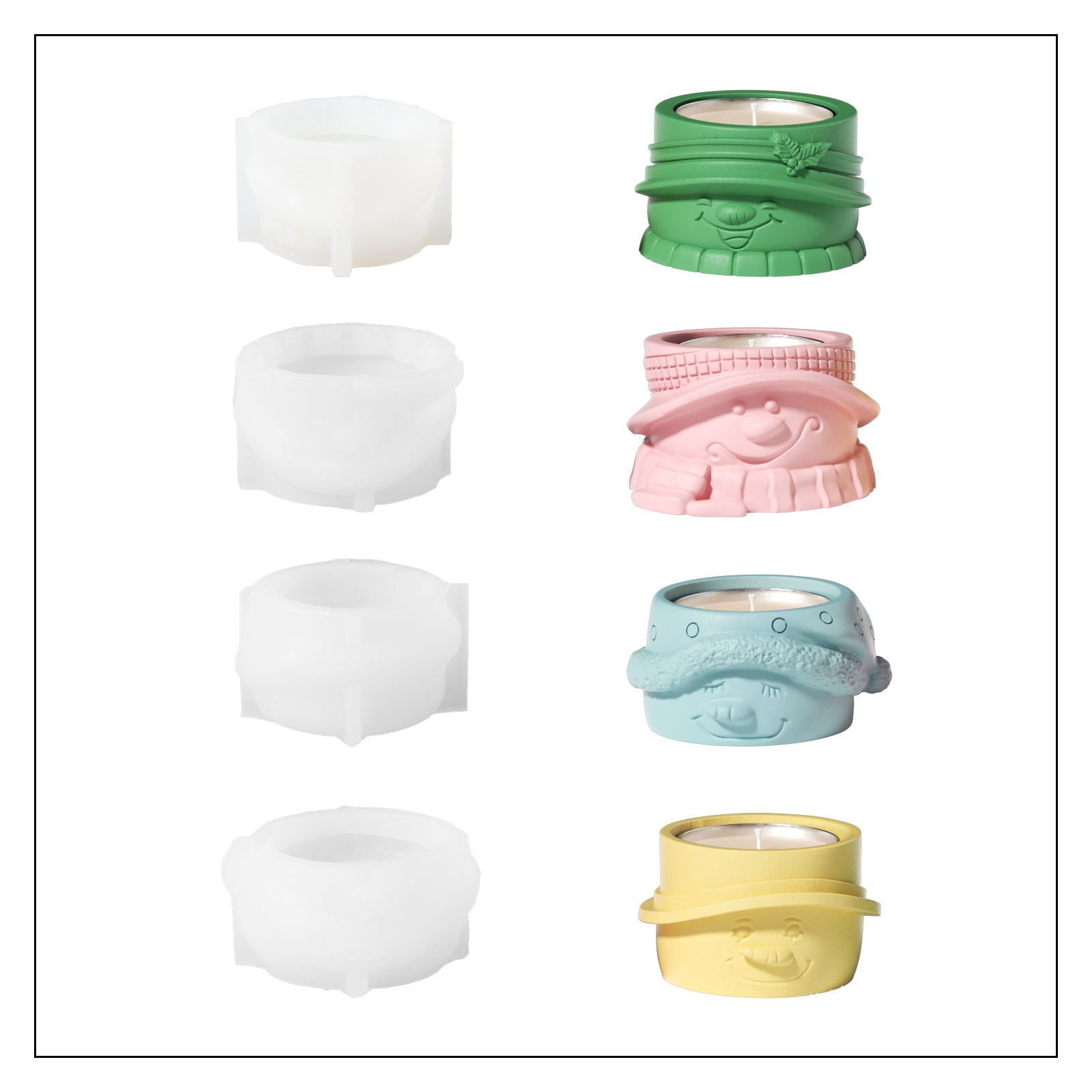 قالب سيليكون لحامل شمعة تيلايت على شكل رجل ثلج عيد الميلاد