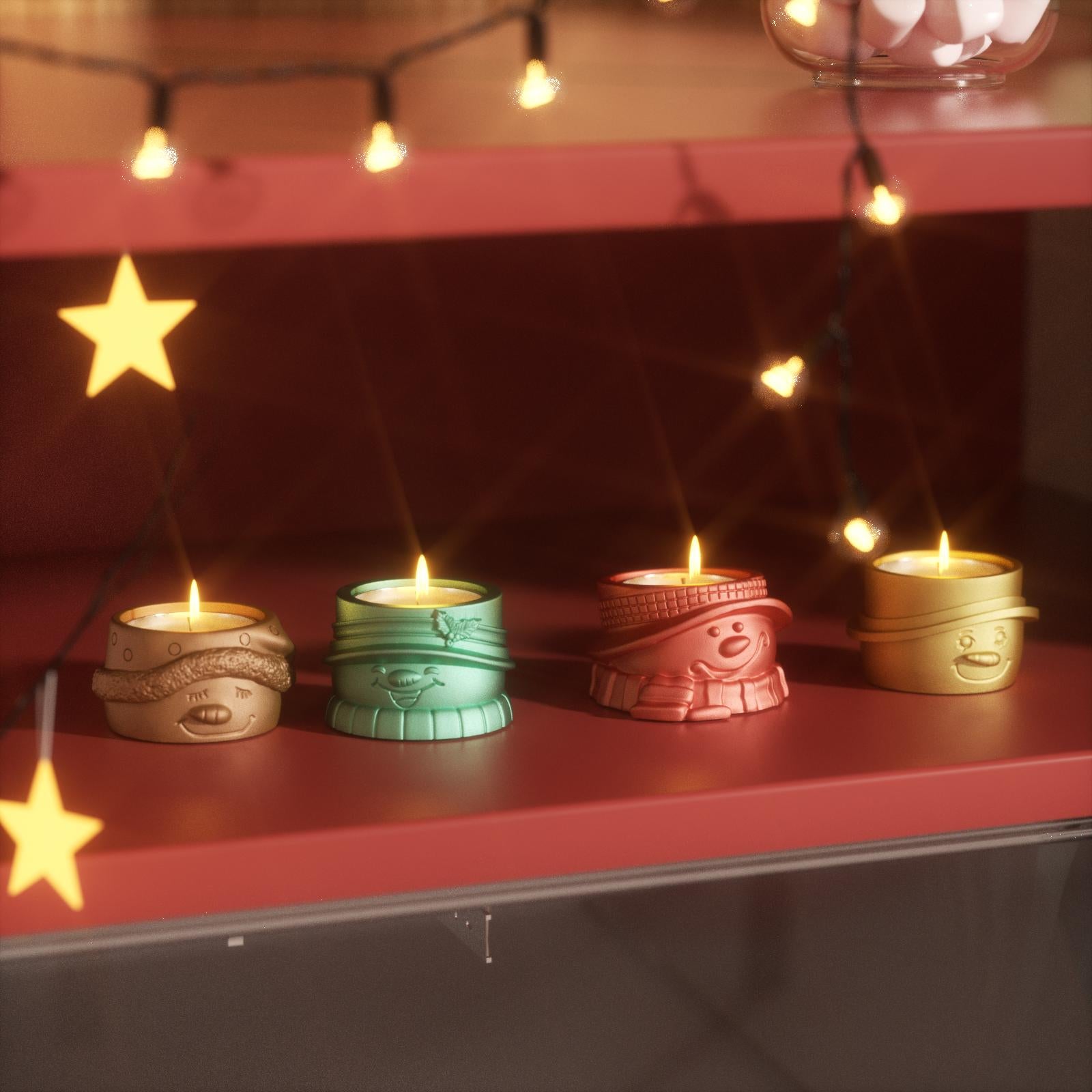 قالب سيليكون لحامل شمعة تيلايت على شكل رجل ثلج عيد الميلاد