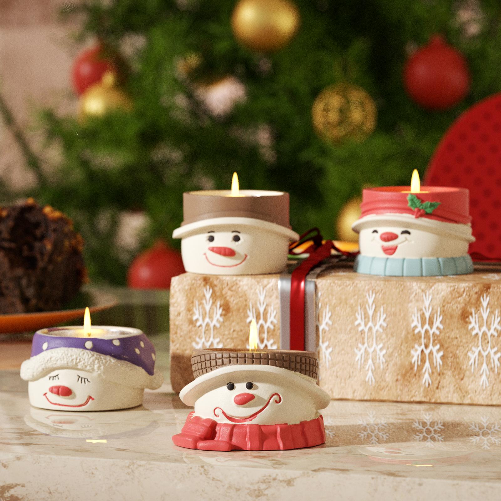 Christmas Snowman Tealight Candle Holder Silicone Mold