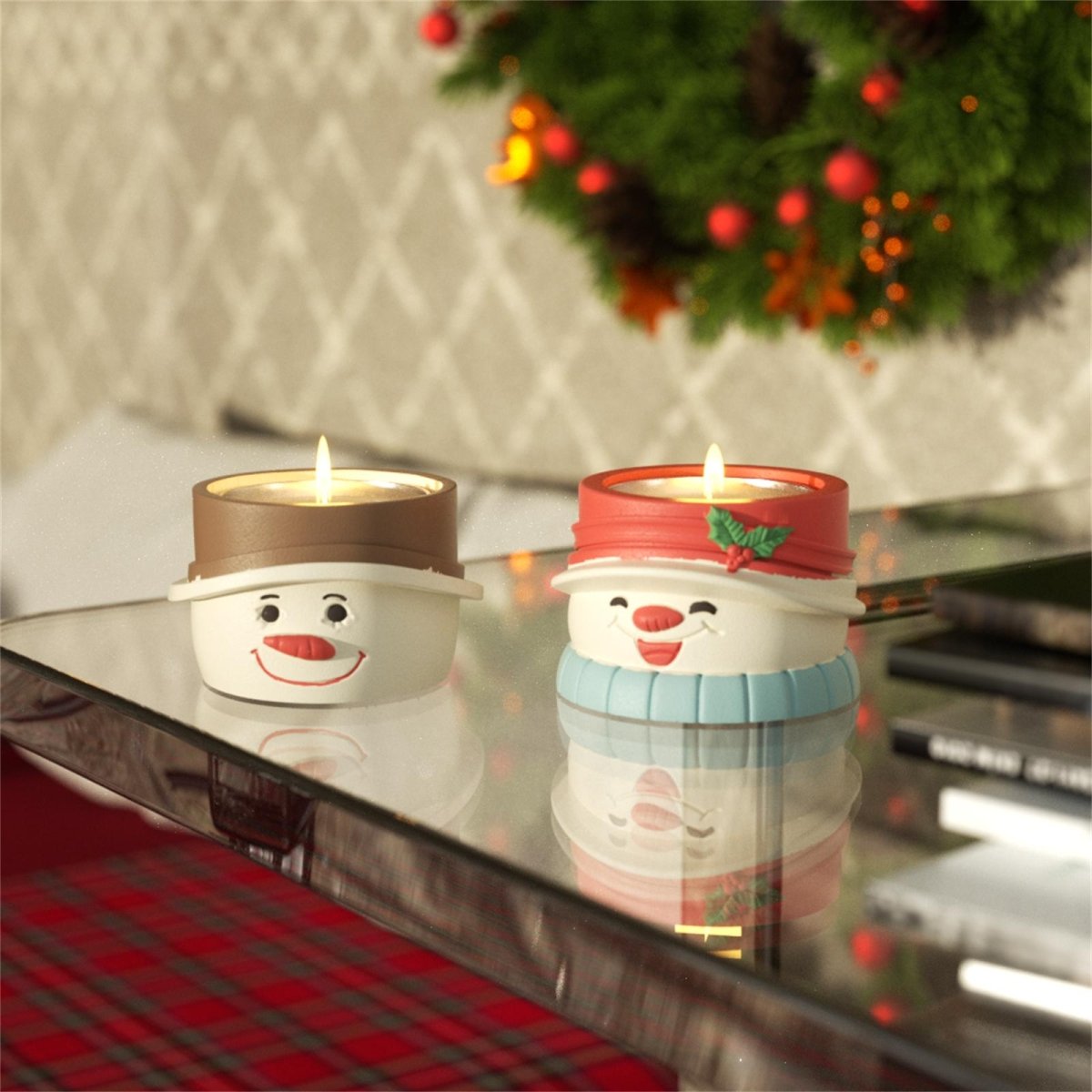 Christmas Snowman Tealight Candle Holder Silicone Mold CollectionCandle Holder MoldSH0958