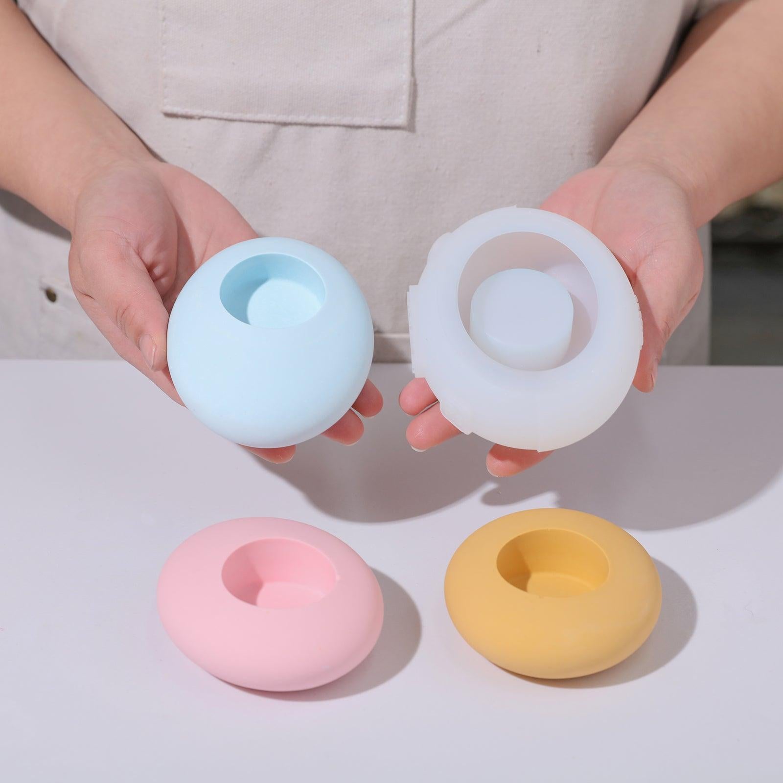 قالب سيليكون لحامل شمعة صغيرة على شكل حجر