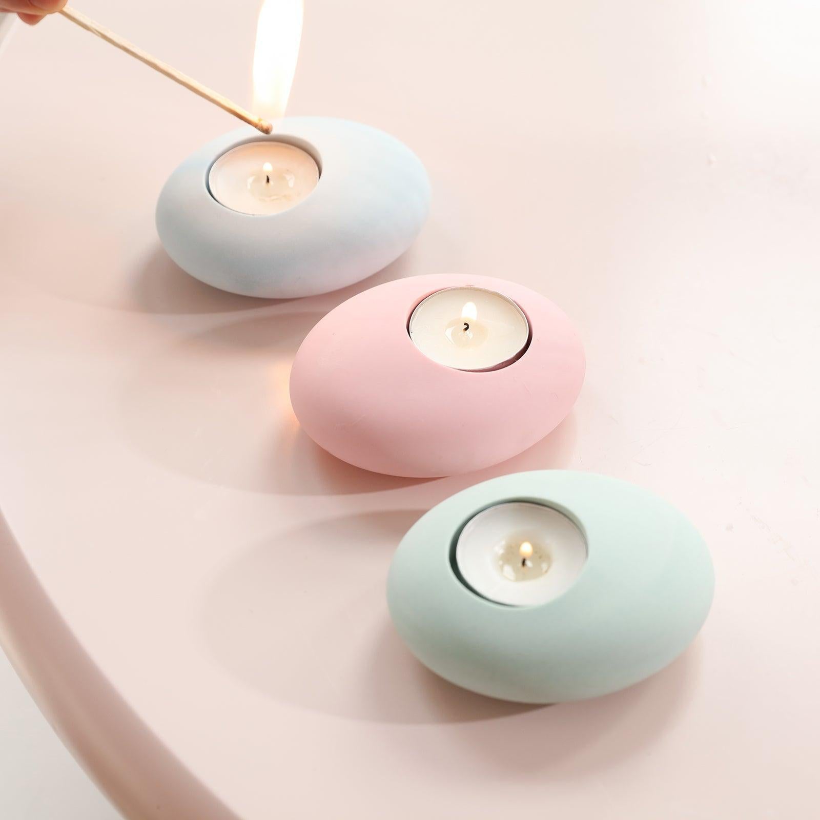 قالب سيليكون لحامل شمعة صغيرة على شكل حجر