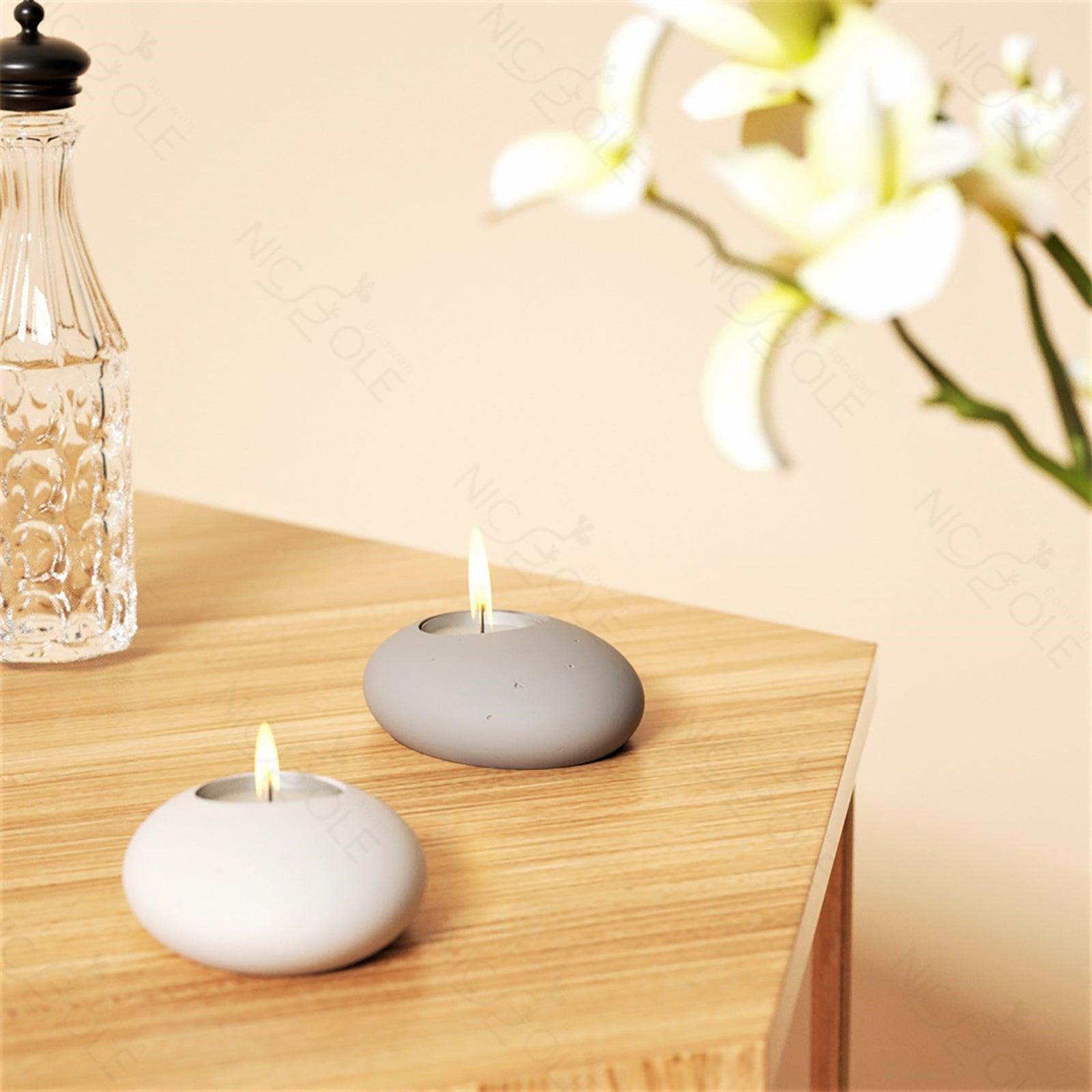 قالب سيليكون لحامل شمعة صغيرة على شكل حجر