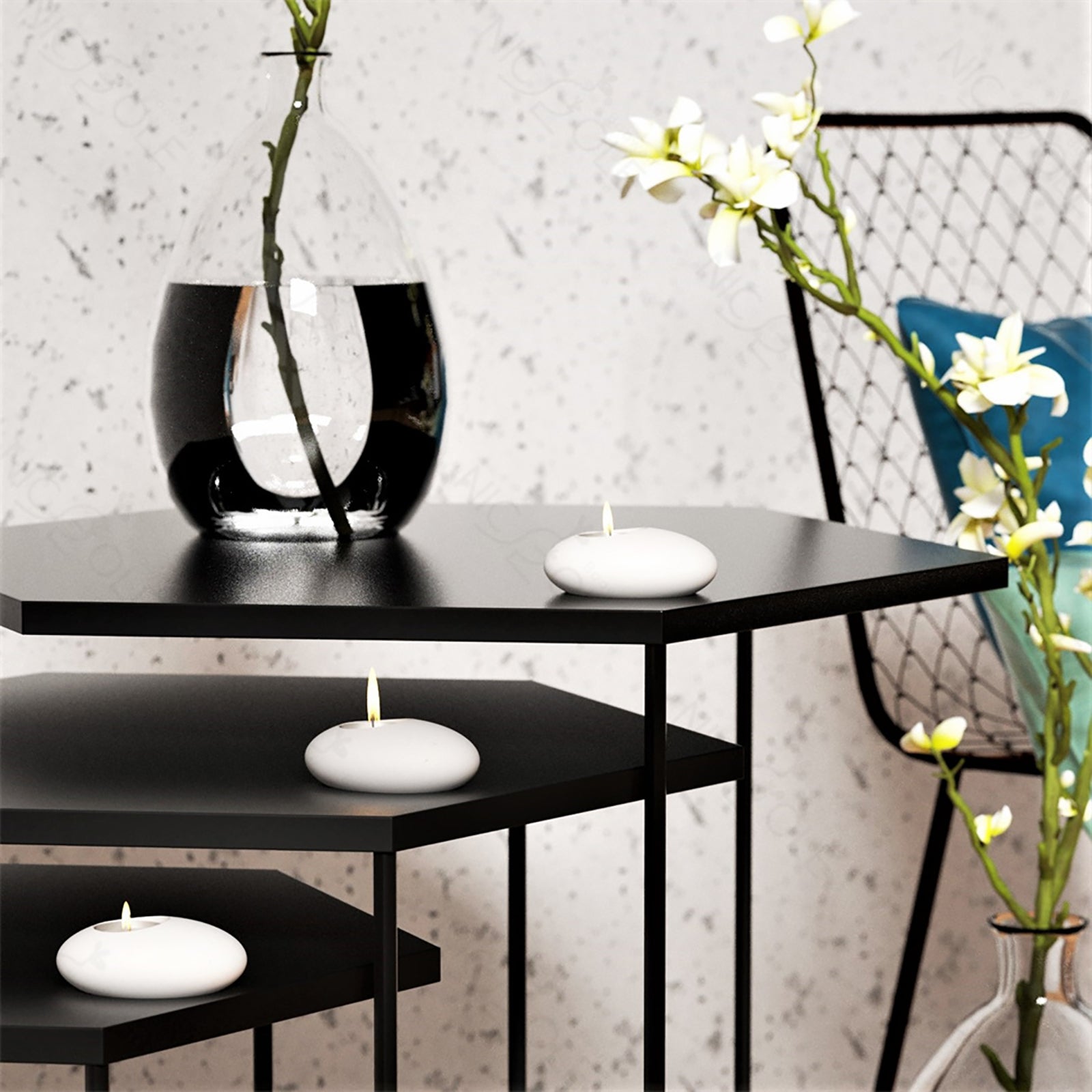 قالب سيليكون لحامل شمعة صغيرة على شكل حجر