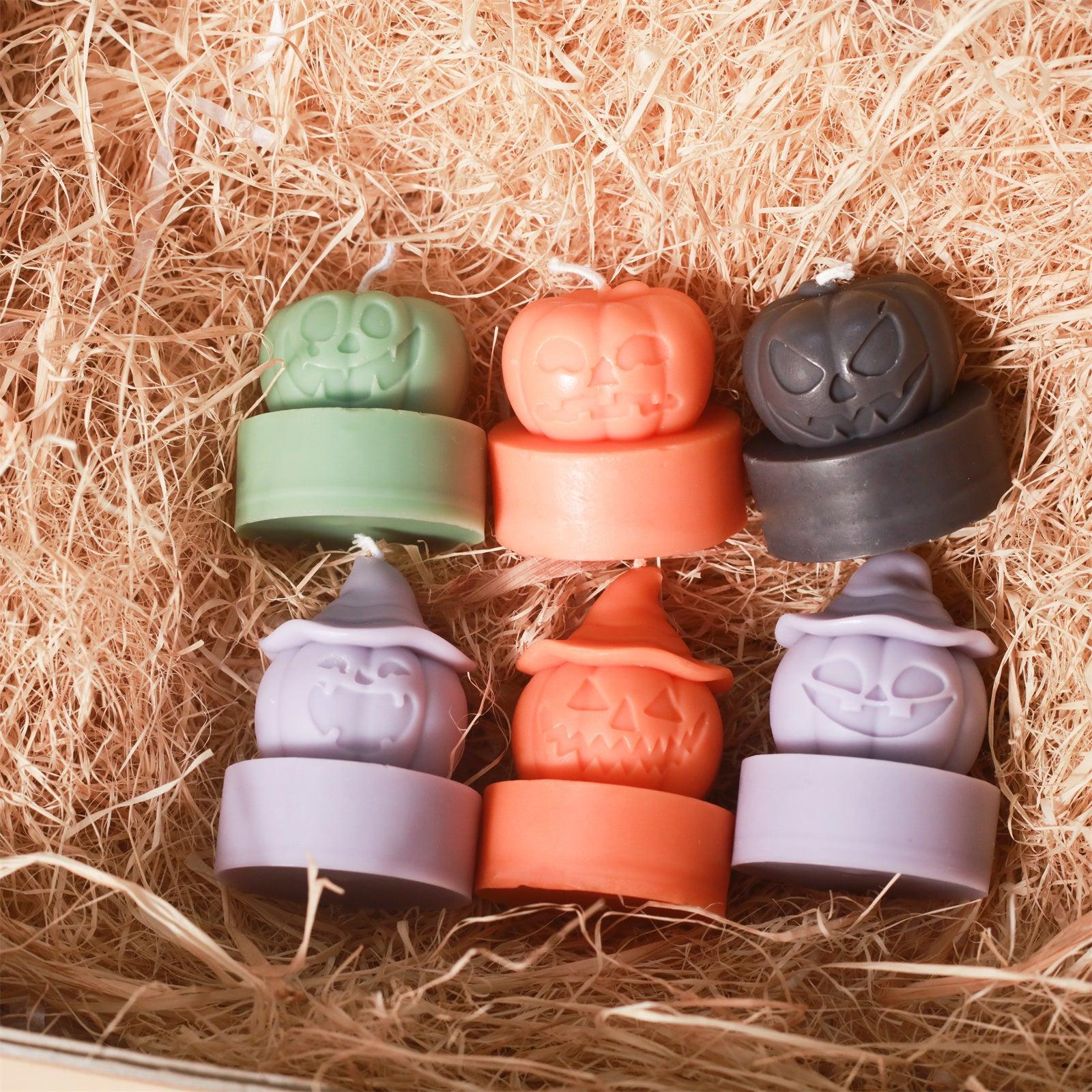 Ghostly Grin - Spooky Smile Pumpkin Tealight Candle Silicone Mold Collection for Halloween