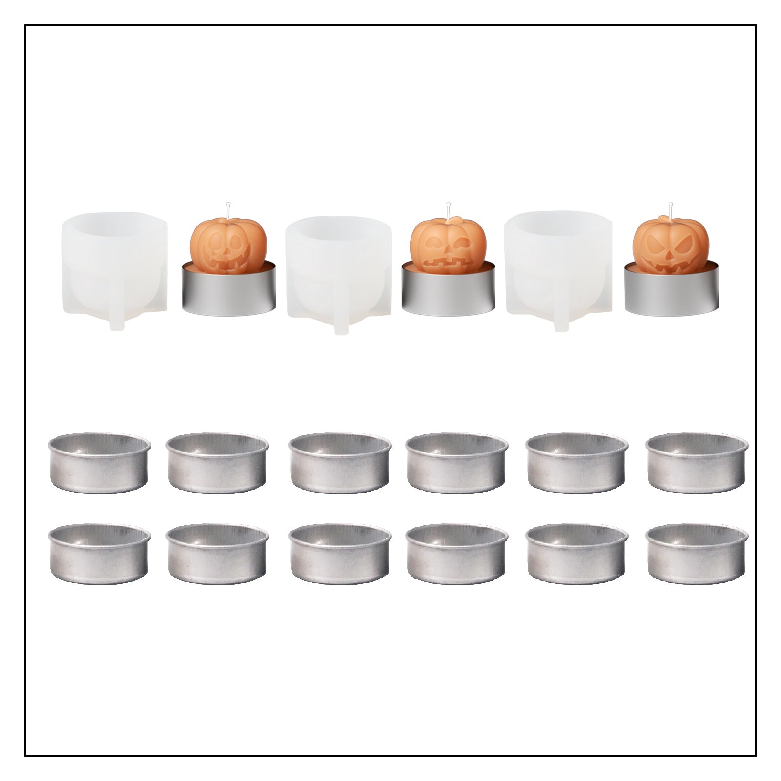 Ghostly Grin - Spooky Smile Pumpkin Tealight Candle Silicone Mold Collection for Halloween