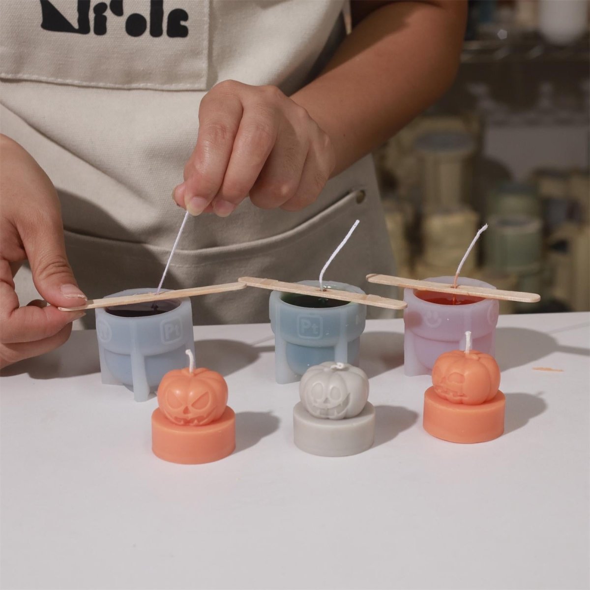 Ghostly Grin - Spooky Smile Pumpkin Tealight Candle Silicone Mold Collection for Halloween3D Candle MoldLZ0727+(A0305*5)