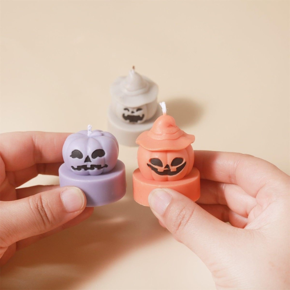 Witch's Hat - Spooky Smile Pumpkin Tealight Candle Silicone Mold Collection for Halloween3D Candle MoldLZ0729+(A0305*5)