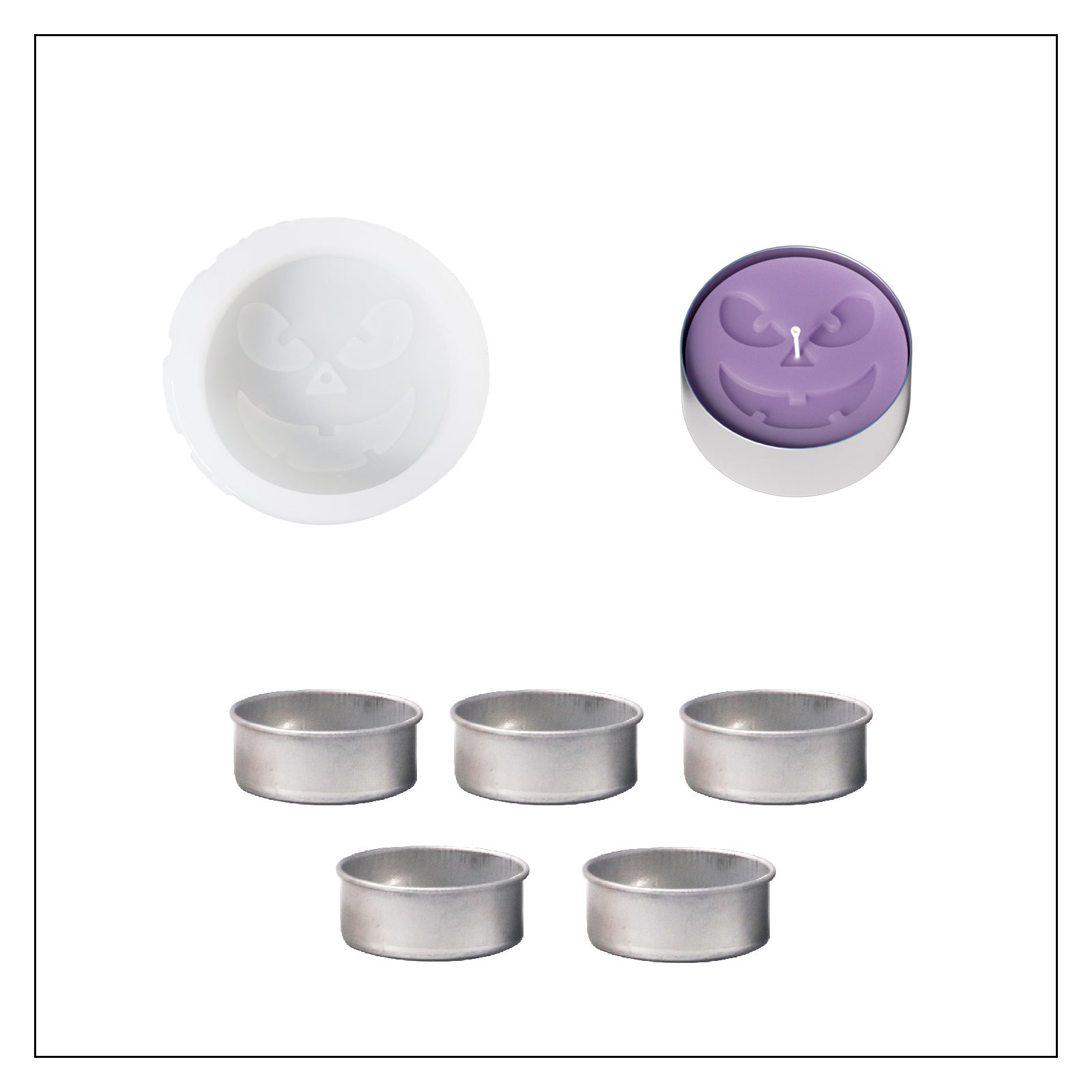 1 Pumpkin Tealight Candle Silicone Mold & 5 Iron Tealight Holders-Boowan Nicole