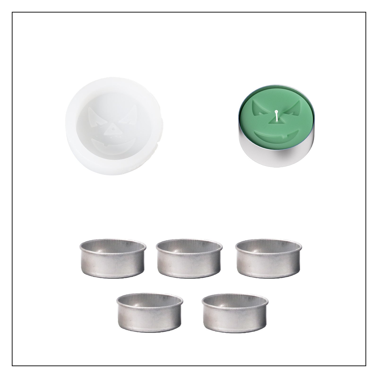 1 Pumpkin Tealight Candle Silicone Mold & 5 Iron Tealight Holders-Boowan Nicole